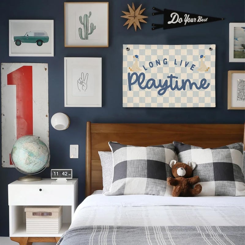 ShowDraven Playroom Wall Decor, Kids Toddler Boy Playroom Silly Goose Decor Hanging Linen Banner,Play Room Wall Decor for Kids Boys Nursery, 20x30 Inch - Image 4